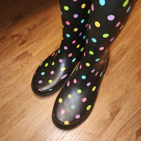 WESTERN CHIEF WOMEN'S DOT CITY TALL RAIN BOOT - BLACK - Picture 7 of 8